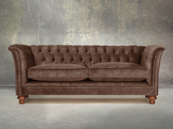 Darcy 3 Seat Chesterfield Sofa In Hickory Vintage Velvet