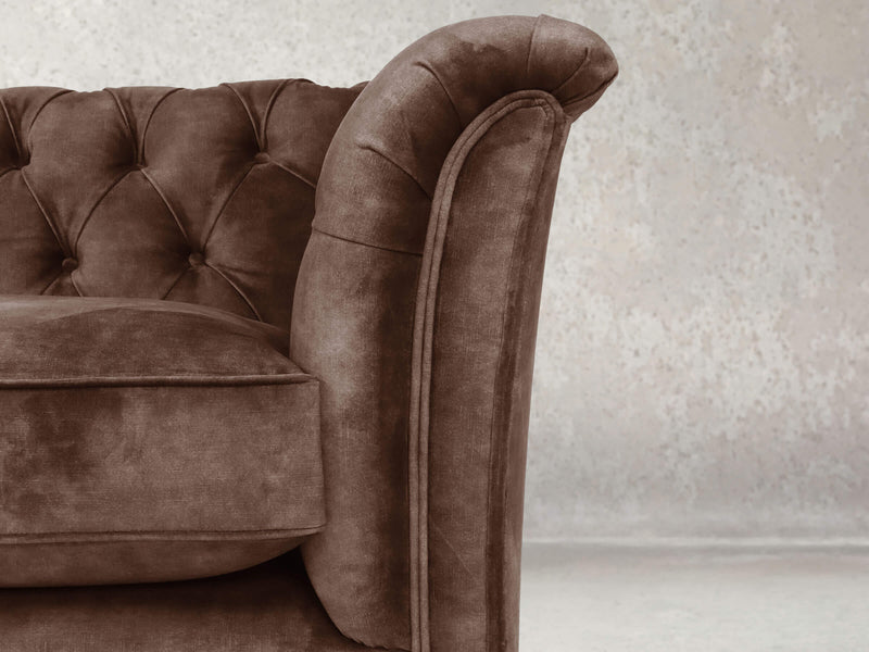 Darcy 3 Seat Chesterfield Sofa In Hickory Vintage Velvet