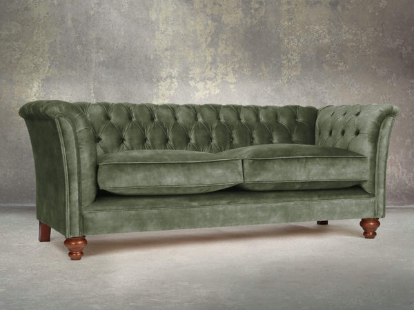 Darcy 3 Seat Chesterfield Sofa In Jade Vintage Velvet