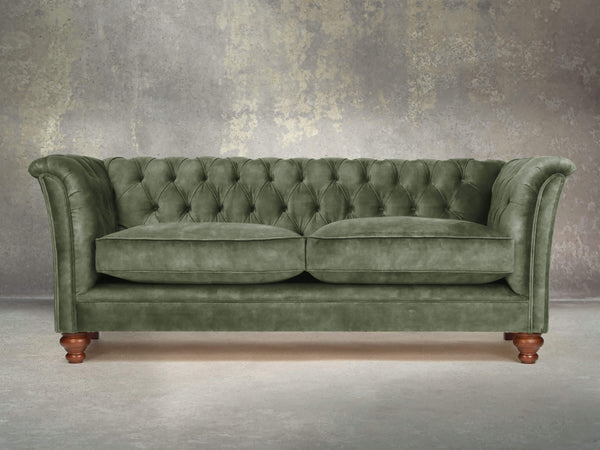 Darcy 3 Seat Chesterfield Sofa In Jade Vintage Velvet