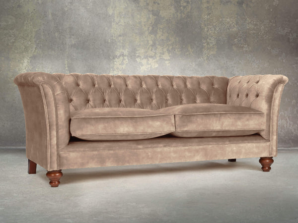 Darcy 3 Seat Chesterfield Sofa In Mocha Vintage Velvet