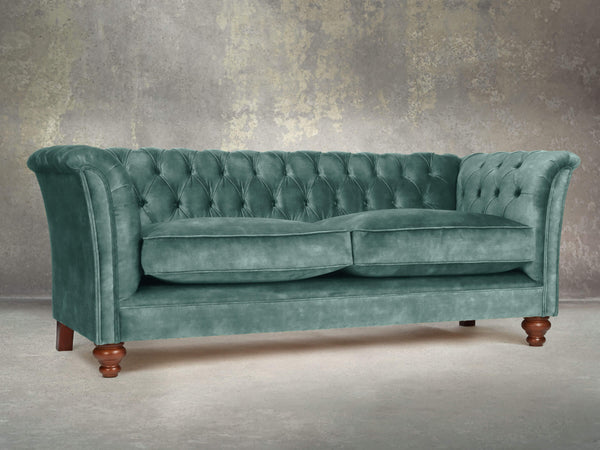 Darcy 3 Seat Chesterfield Sofa In Ocean Storm Vintage Velvet