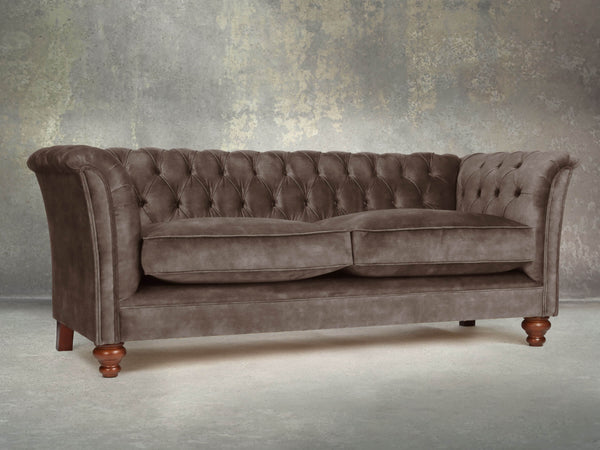 Darcy 3 Seat Chesterfield Sofa In Otter Vintage Velvet