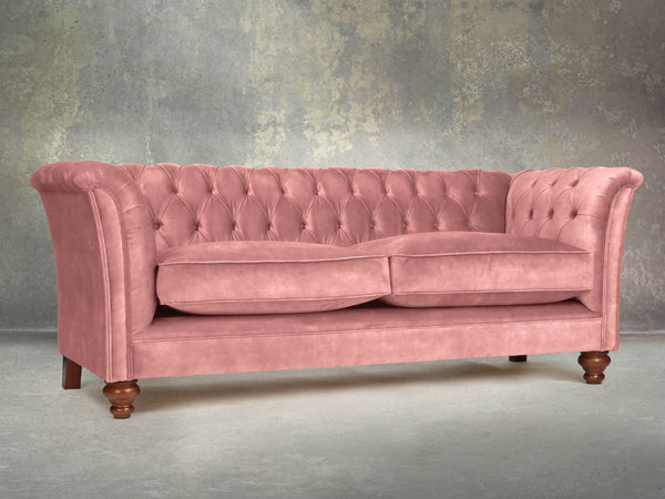 Darcy 3 Seat Chesterfield Sofa In Pink Blush Vintage Velvet