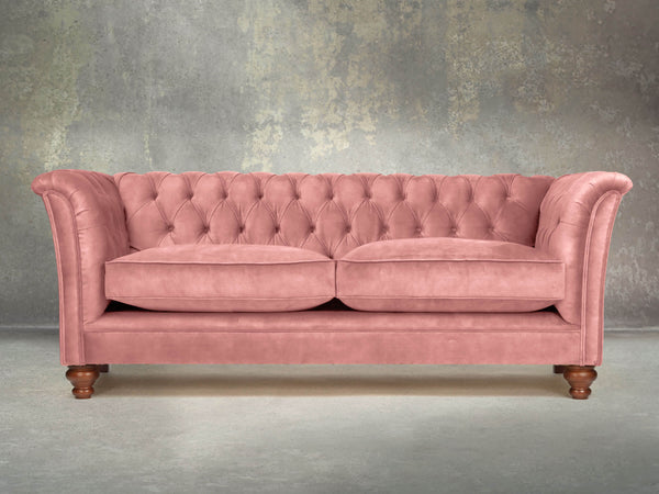 Darcy 3 Seat Chesterfield Sofa In Pink Blush Vintage Velvet