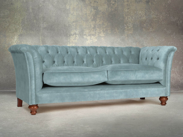 Darcy 3 Seat Chesterfield Sofa In Summer Mist Vintage Velvet