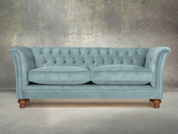 Darcy 3 Seat Chesterfield Sofa In Summer Mist Vintage Velvet