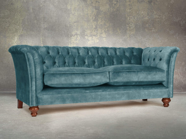 Darcy 3 Seat Chesterfield Sofa In Teal Vintage Velvet