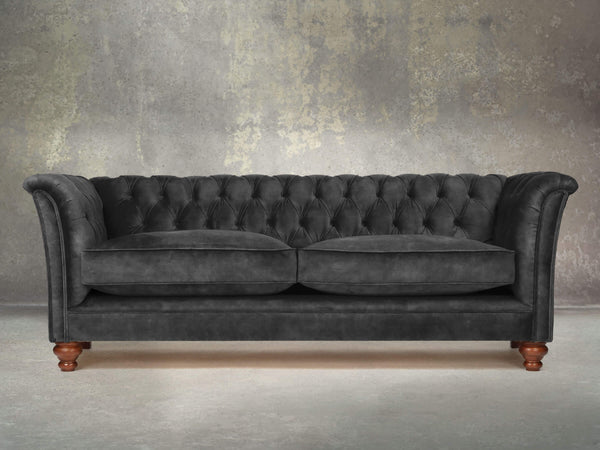 Darcy 4 Seat Chesterfield Sofa In Black Cat Vintage Velvet