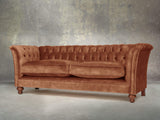 Darcy 4 Seat Chesterfield Sofa In Burnt Umber Vintage Velvet