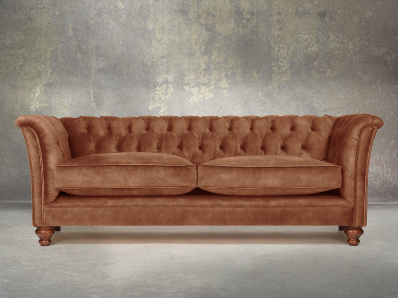 Darcy 4 Seat Chesterfield Sofa In Burnt Umber Vintage Velvet