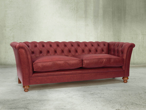 Darcy 4 Seat Chesterfield Sofa In Cardinal Ol' School Leather