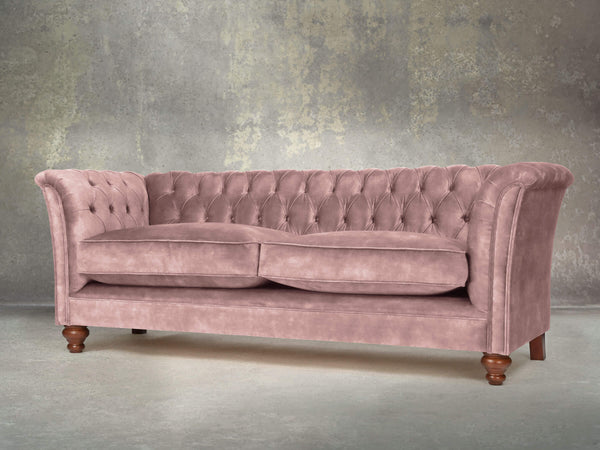 Darcy 4 Seat Chesterfield Sofa In Dusky Pink Vintage Velvet