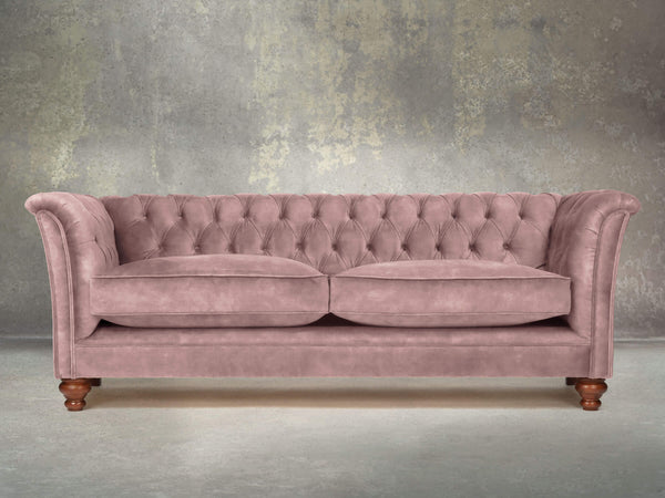 Darcy 4 Seat Chesterfield Sofa In Dusky Pink Vintage Velvet