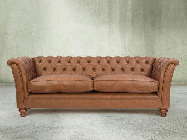 Darcy 4 Seat Chesterfield Sofa In Gingerbread Ol' School Leather