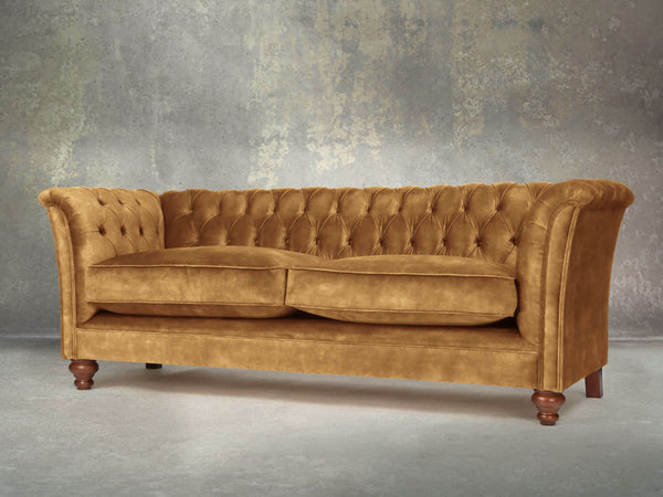 Darcy 4 Seat Chesterfield Sofa In Gold Vintage Velvet