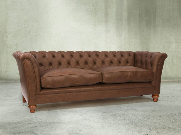 Darcy 4 Seat Chesterfield Sofa In Hazelwood Ol' School Leather