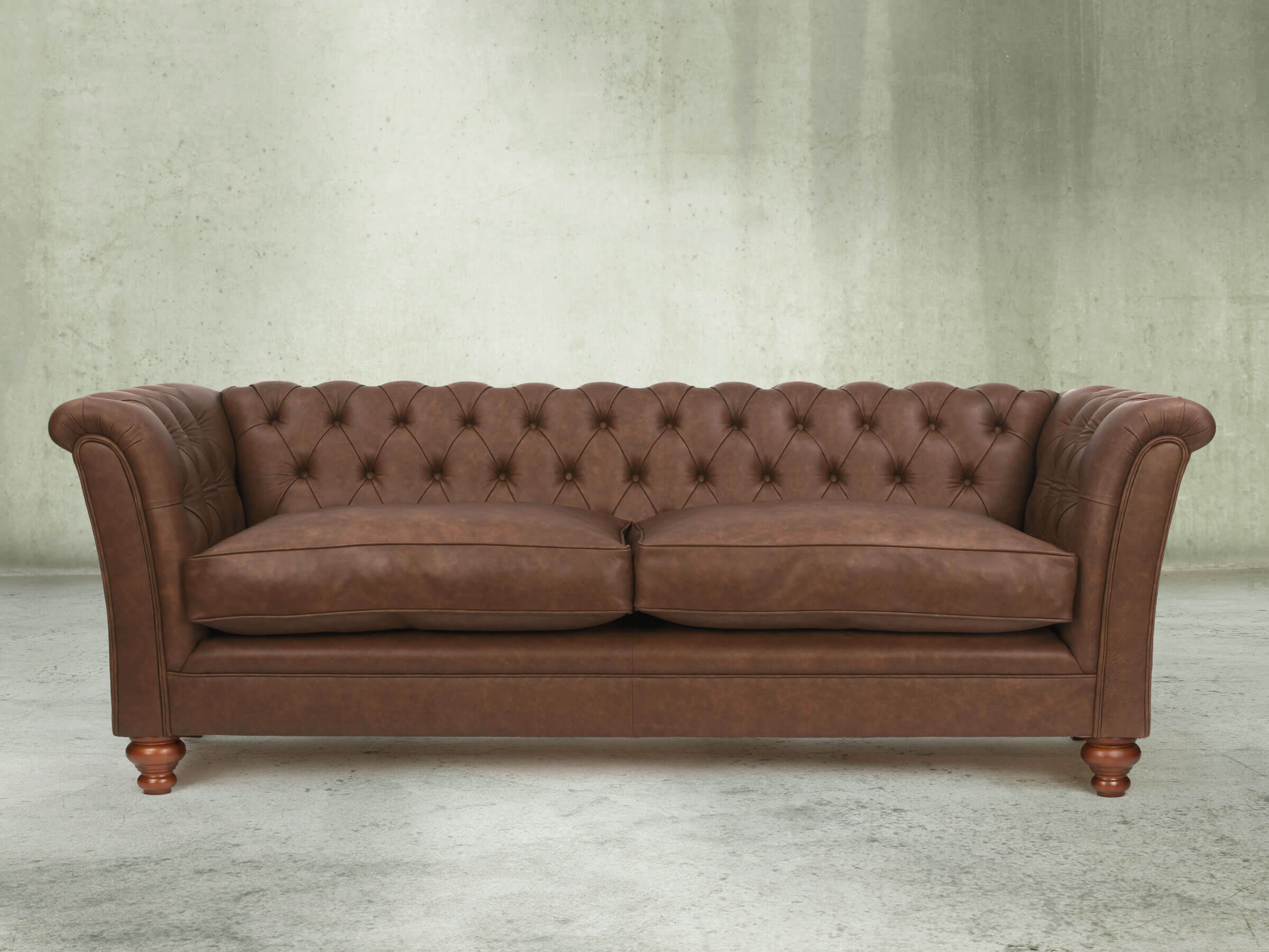 Darcy 4 Seat Chesterfield Sofa In Hazelwood Ol' School Leather – Simply ...