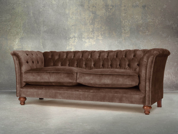 Darcy 4 Seat Chesterfield Sofa In Hickory Vintage Velvet