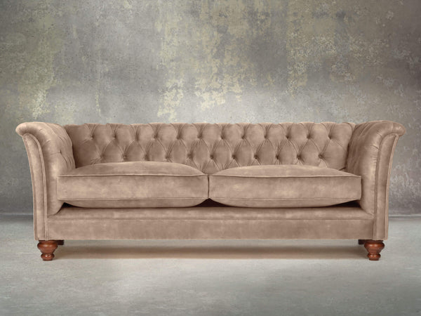 Darcy 4 Seat Chesterfield Sofa In Mocha Vintage Velvet