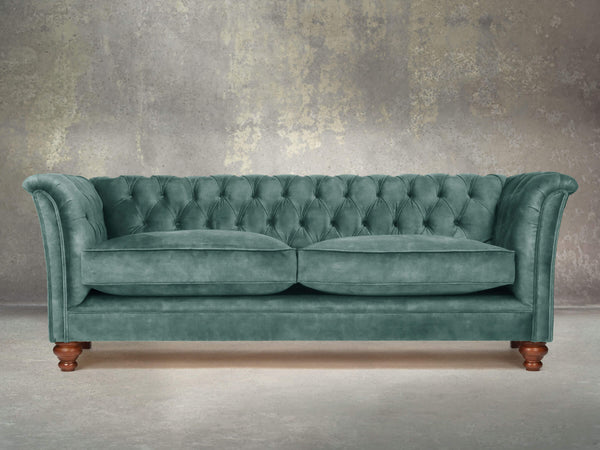 Darcy 4 Seat Chesterfield Sofa In Ocean Storm Vintage Velvet