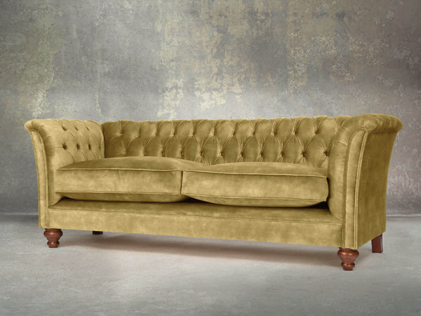 Darcy 4 Seat Chesterfield Sofa In Olive Vintage Velvet