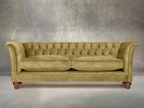 Darcy 4 Seat Chesterfield Sofa In Olive Vintage Velvet