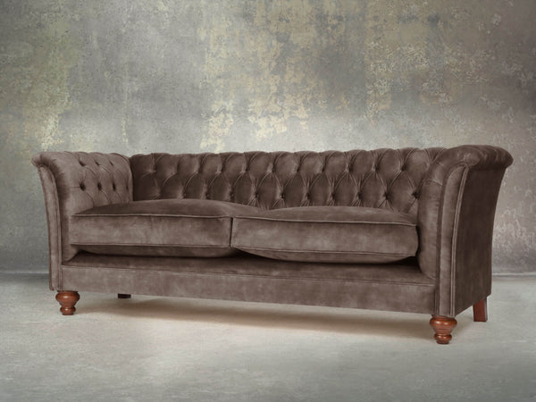 Darcy 4 Seat Chesterfield Sofa In Otter Vintage Velvet