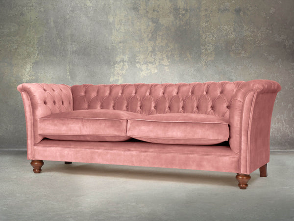 Darcy 4 Seat Chesterfield Sofa In Pink Blush Vintage Velvet