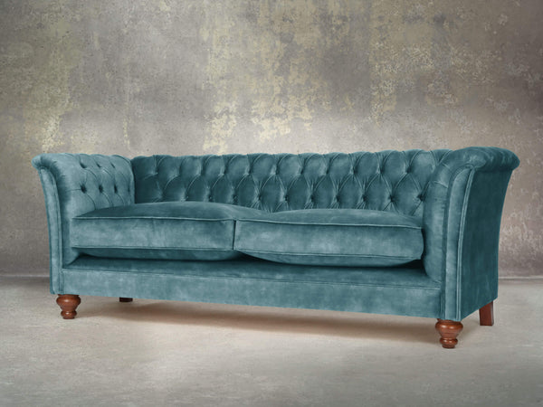 Darcy 4 Seat Chesterfield Sofa In Teal Vintage Velvet