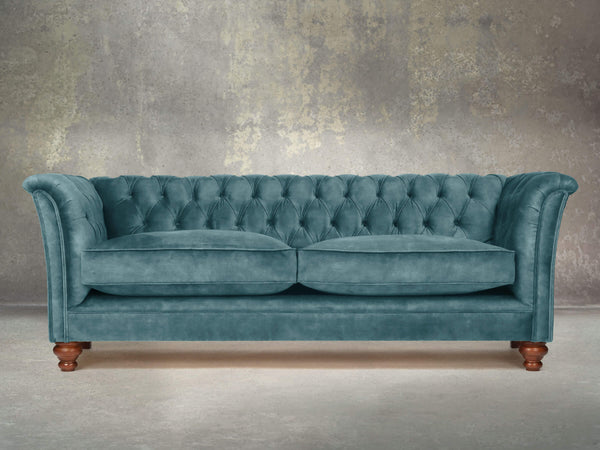 Darcy 4 Seat Chesterfield Sofa In Teal Vintage Velvet