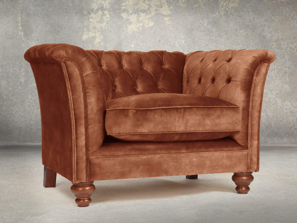 Darcy Chesterfield Chair In Burnt Umber Vintage Velvet