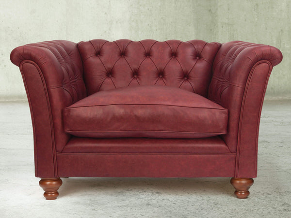 Darcy Chesterfield Chair In Cardinal Ol' School Leather