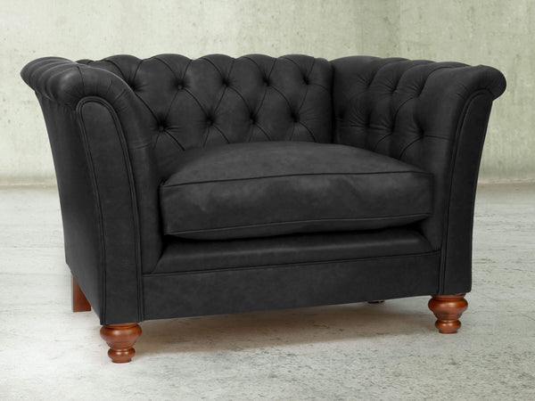 Darcy Chesterfield Chair In Coal Ol' School Leather