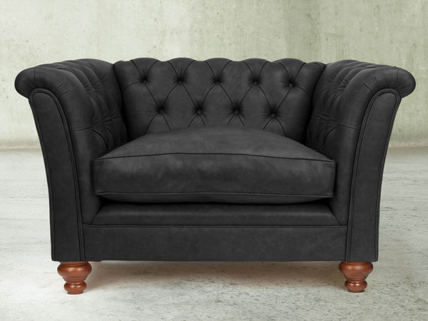 Darcy Chesterfield Chair In Coal Ol' School Leather