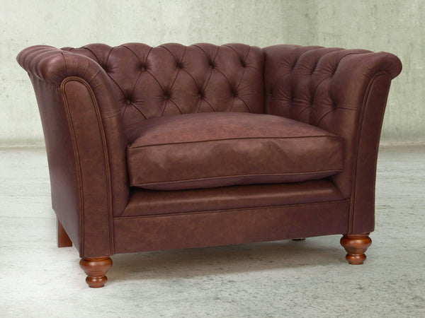 Darcy Chesterfield Chair In Conker Ol' School Leather