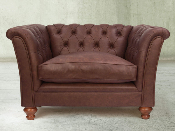 Darcy Chesterfield Chair In Conker Ol' School Leather