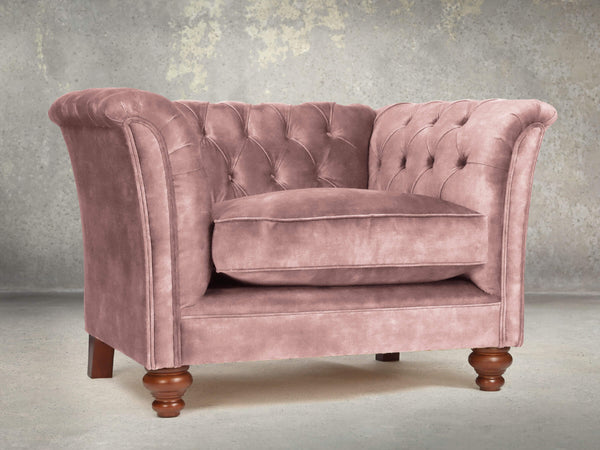 Darcy Chesterfield Chair In Dusky Pink Vintage Velvet