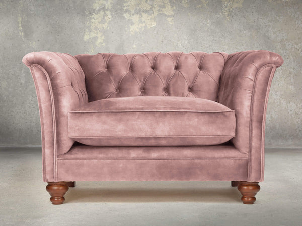 Darcy Chesterfield Chair In Dusky Pink Vintage Velvet