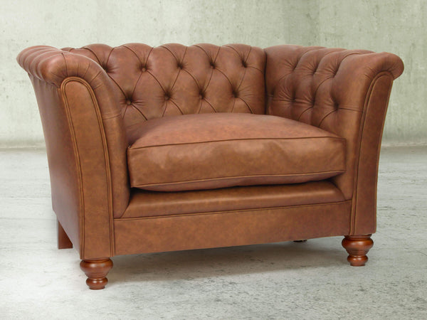 Darcy Chesterfield Chair In Gingerbread Ol' School Leather