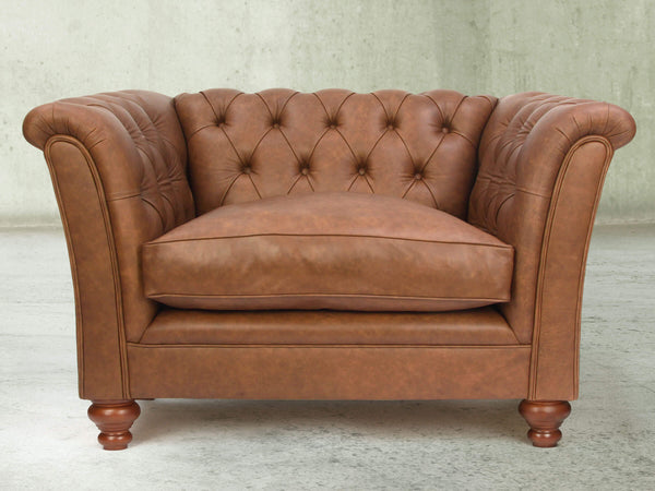 Darcy Chesterfield Chair In Gingerbread Ol' School Leather