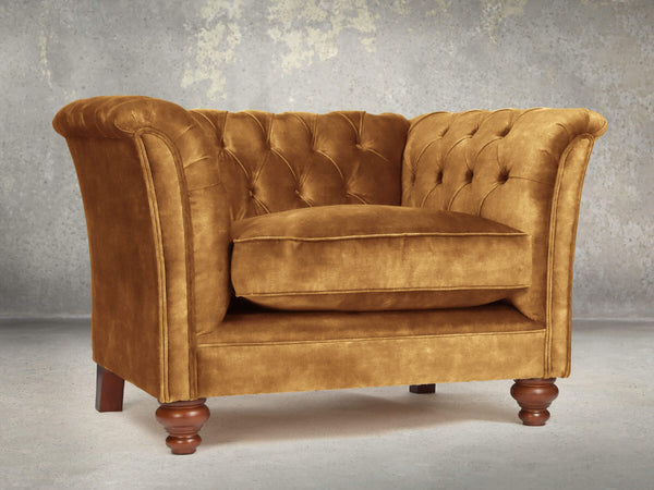 Darcy Chesterfield Chair In Gold Vintage Velvet