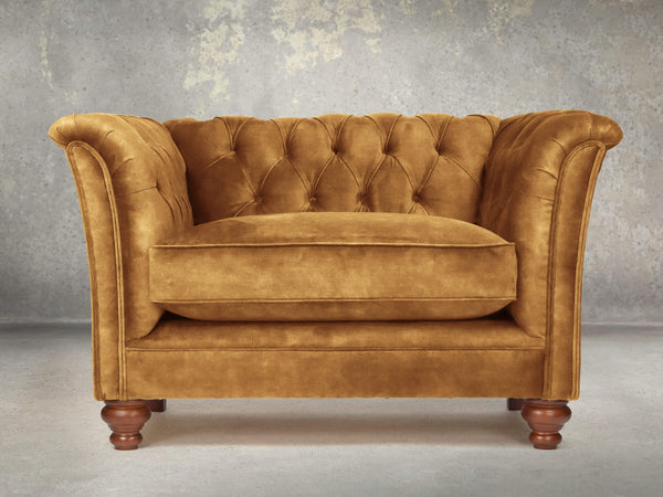 Darcy Chesterfield Chair In Gold Vintage Velvet