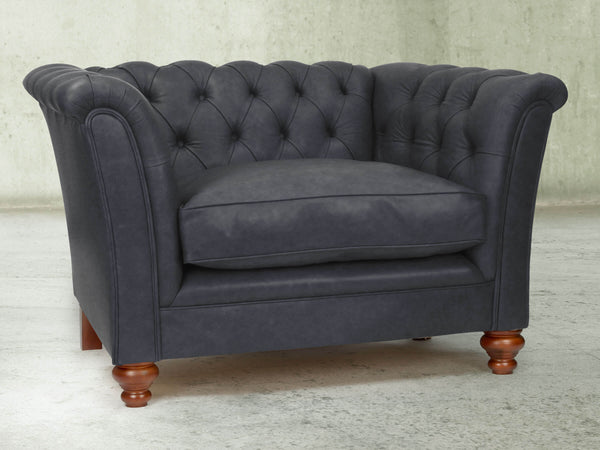 Darcy Chesterfield Chair In Midnight Ol' School Leather