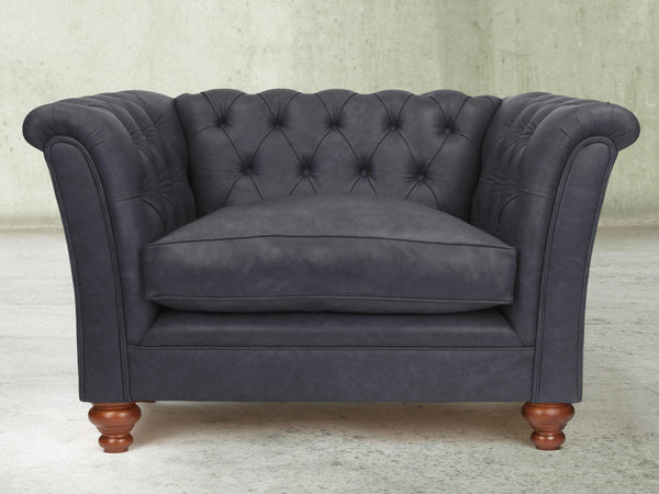 Darcy Chesterfield Chair In Midnight Ol' School Leather