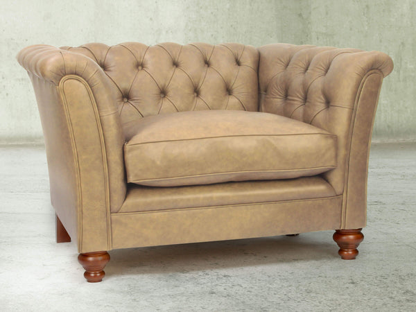 Darcy Chesterfield Chair In Mushroom Ol' School Leather