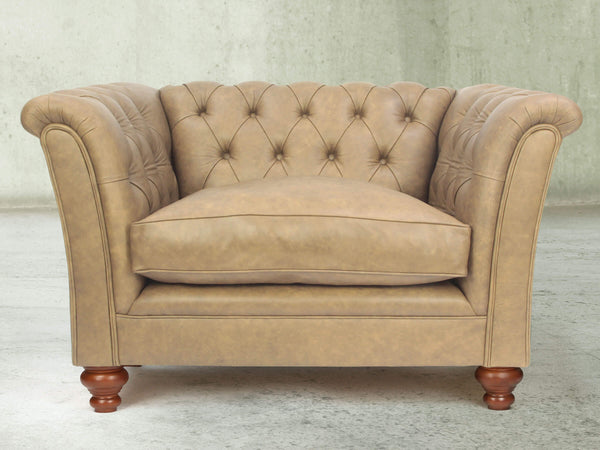 Darcy Chesterfield Chair In Mushroom Ol' School Leather