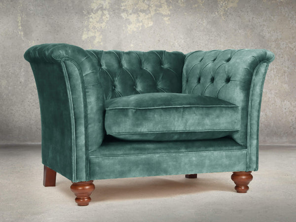 Darcy Chesterfield Chair In Ocean Storm Vintage Velvet