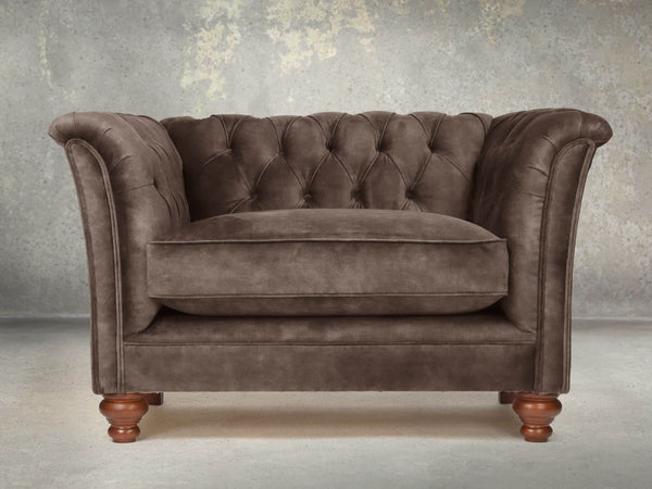 Darcy Chesterfield Chair In Otter Vintage Velvet