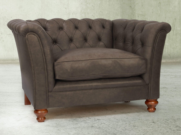 Darcy Chesterfield Chair In Pewter Ol' School Leather